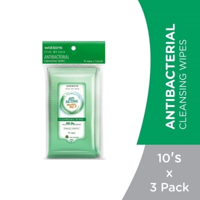 WATSONS Antibacterial Cleansing Wipes 10S X 3