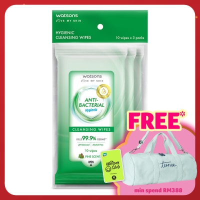 WATSONS Antibacterial Cleansing Wipes 10S X 3