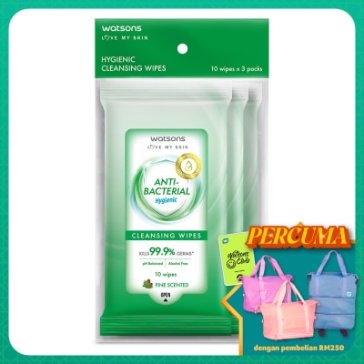 WATSONS Antibacterial Cleansing Wipes 10S X 3