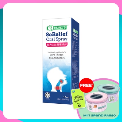 HURIX'S SoRelief Oral Spray (Sore Throat, Mouth Ulcers) 15ml