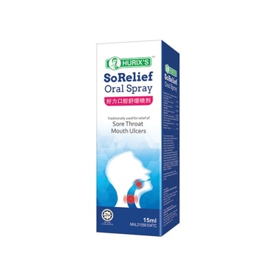 HURIX'S SoRelief Oral Spray (Sore Throat, Mouth Ulcers) 15ml