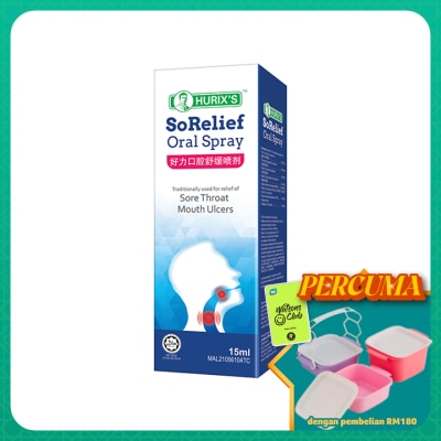 HURIX'S - SoRelief Oral Spray (Sore Throat, Mouth Ulcers) 15ml