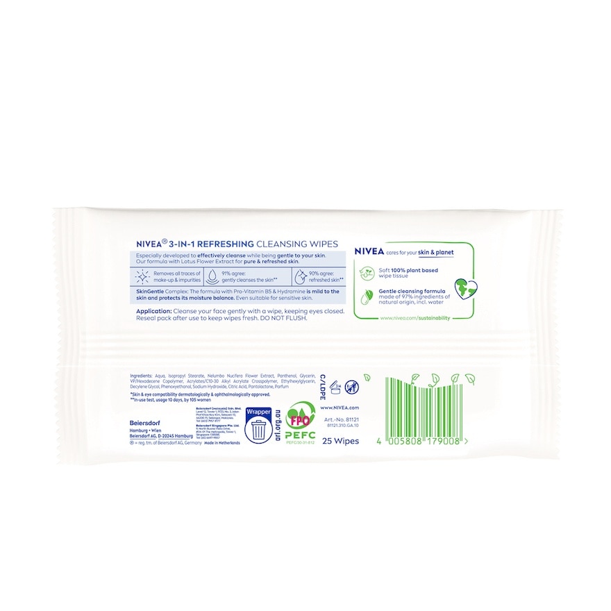 3 In 1 Refreshing Cleansing Wipes 25s