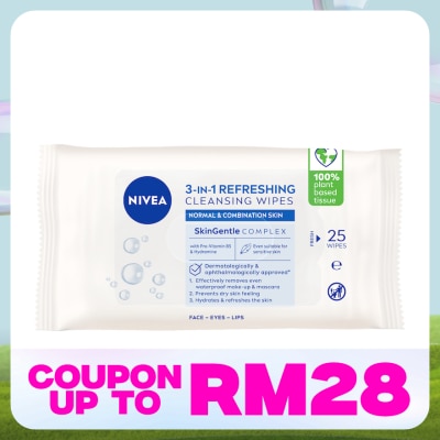 NIVEA 3 In 1 Refreshing Cleansing Wipes 25s