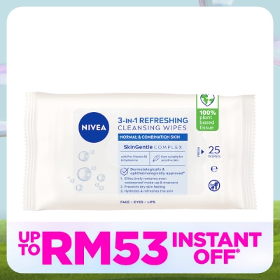 NIVEA 3 In 1 Refreshing Cleansing Wipes 25s