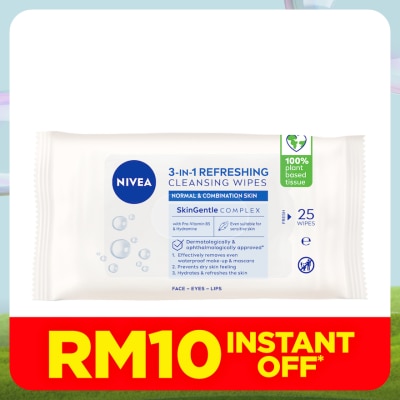 NIVEA 3 In 1 Refreshing Cleansing Wipes 25s