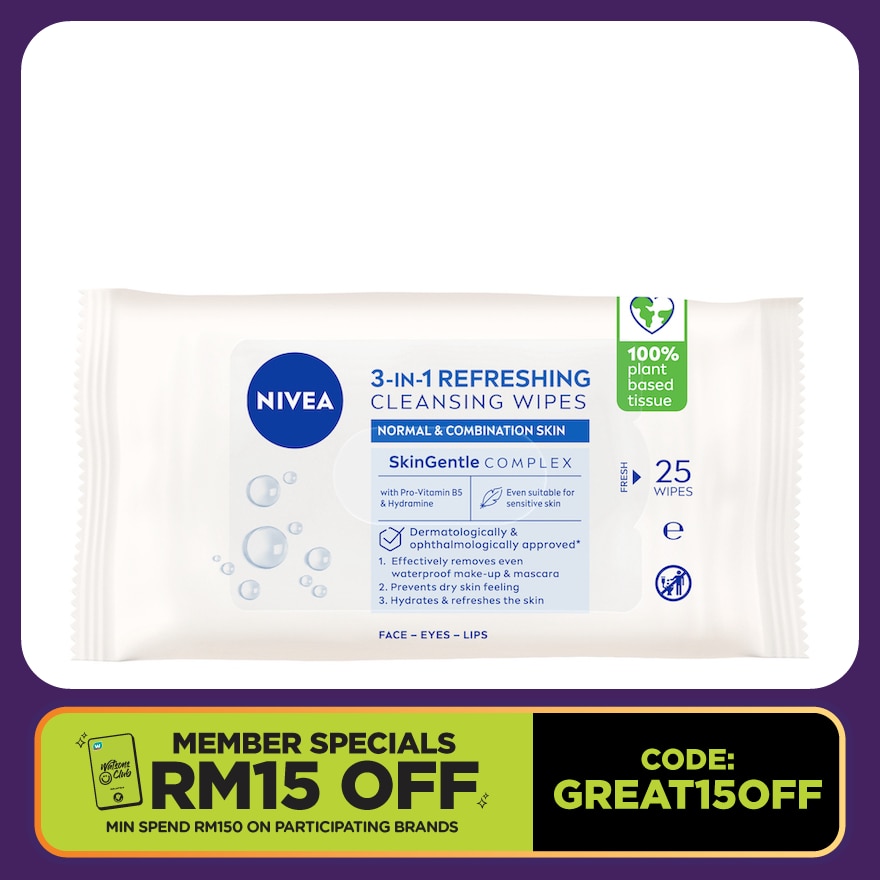 3 In 1 Refreshing Cleansing Wipes 25s