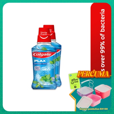 COLGATE - Colgate Plax Peppermint Mouthwash Valuepack Eliminate 99.9% Bacteria 250mlx2
