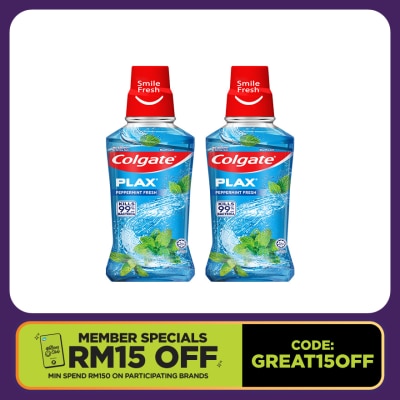 COLGATE Plax Peppermint Mouthwash 2x250ml Value pack