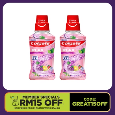 COLGATE Plax Fruity Fresh Mouthwash 2x250ml Value pack