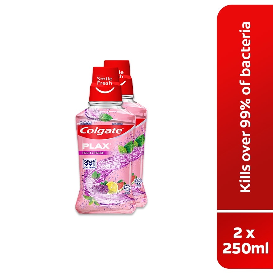 Plax Fruity Fresh Mouthwash 2x250ml Value pack