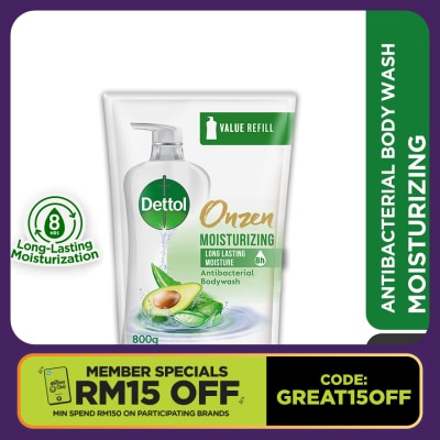 DETTOL Body Wash Refill Onzen Moisturizing Aloe Vera & Avocado 800ml