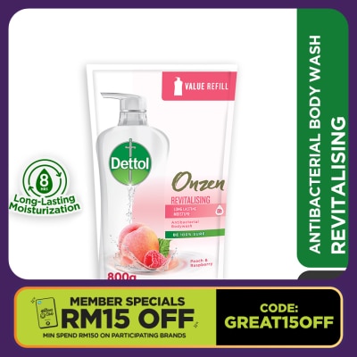 DETTOL Body Wash Refill Onzen Revitalising Peach & Raspberry 800ml