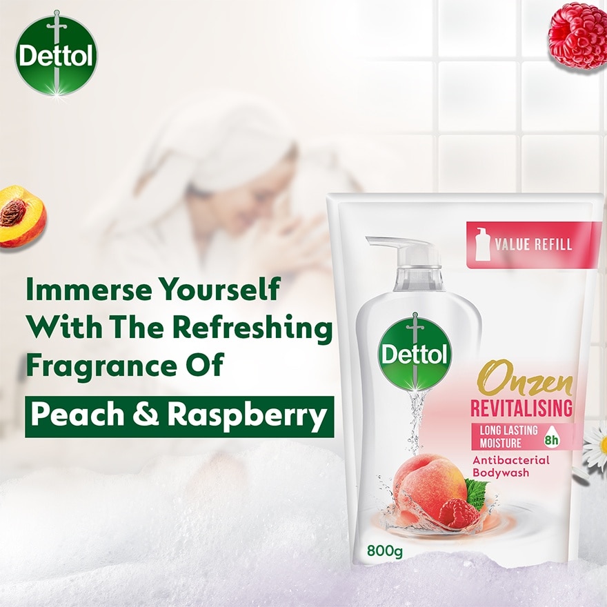 Body Wash Refill Onzen Revitalising Peach & Raspberry 800ml