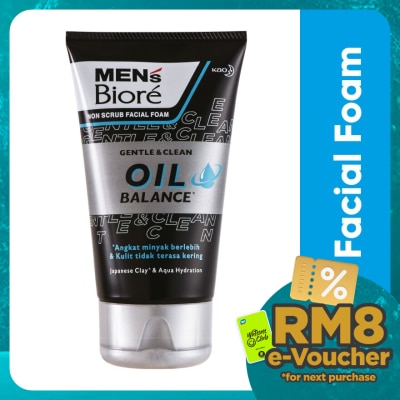 MEN'S BIORE Men'S  Facial Foam Oil Balance 100g Face Wash