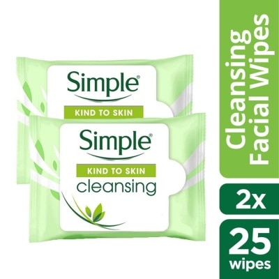 SIMPLE Kind to Skin Cleansing Facial Wipes 25's Twin Pack