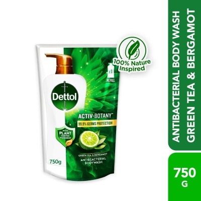 DETTOL Body Wash Refill Activ-Botany Green Tea & Bergamot 750g