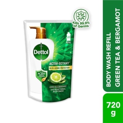DETTOL Body Wash Refill Activ-Botany Green Tea & Bergamot 720ml