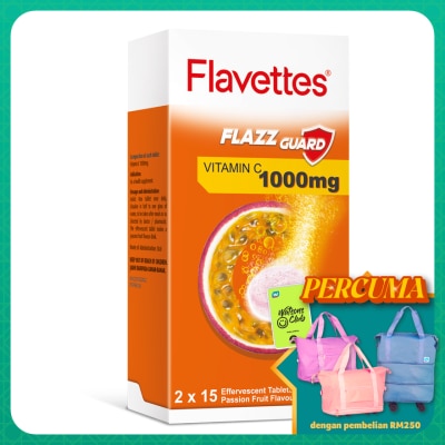 FLAVETTES - Effervescent Vitamin C 1000mg Passion Fruits 30's