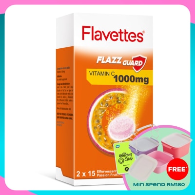FLAVETTES Effervescent Vitamin C 1000mg Passion Fruits 30's