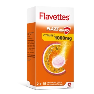 FLAVETTES Effervescent Vitamin C 1000mg Passion Fruits 30's