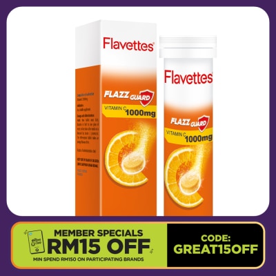 FLAVETTES Effervescent Vitamin C 1000mg Orange 15's
