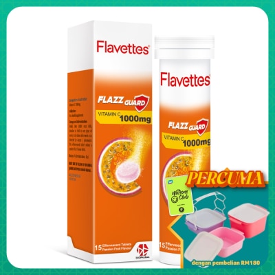 FLAVETTES - Effervescent Vitamin C 1000mg Passion Fruits 15's