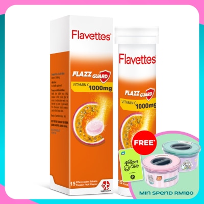 FLAVETTES Effervescent Vitamin C 1000mg Passion Fruits 15's