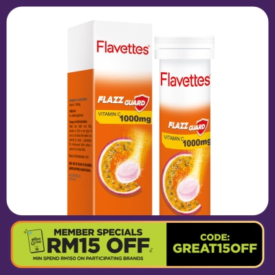 FLAVETTES Effervescent Vitamin C 1000mg Passion Fruits 15's
