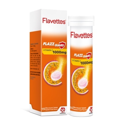 FLAVETTES Effervescent Vitamin C 1000mg Passion Fruits 15's