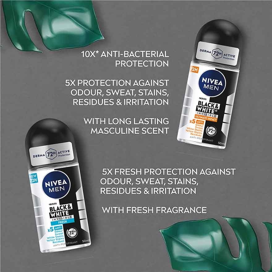 Deodorant Black & White Roll On Twin Pack 2x50ml