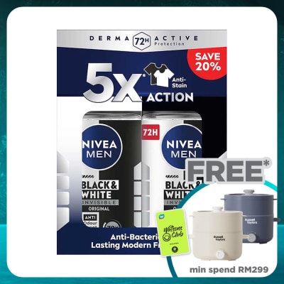 NIVEA FOR MEN Deodorant Black & White Roll On Twin Pack 2x50ml