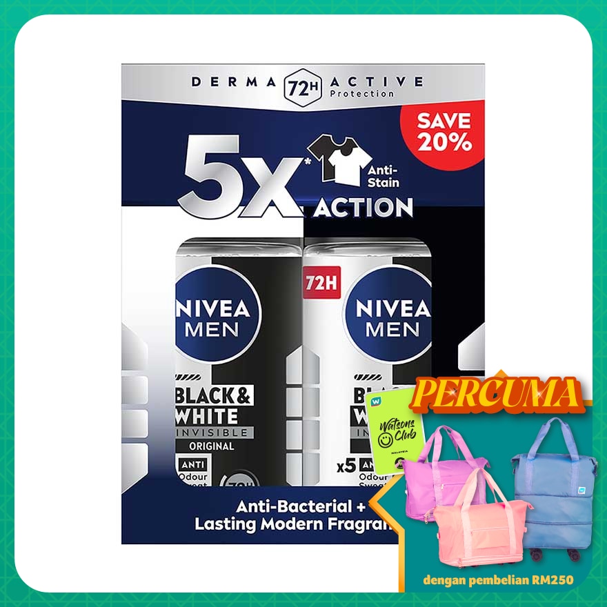 Deodorant Black & White Roll On Twin Pack 2x50ml