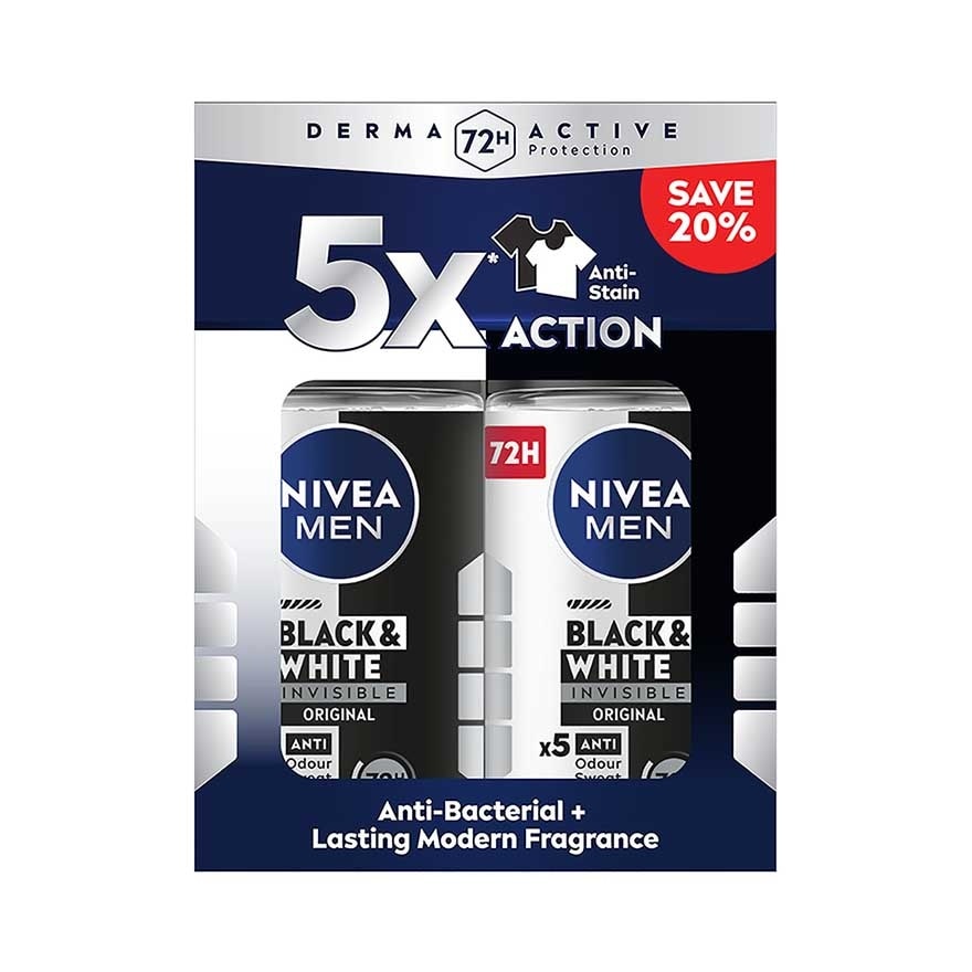 Deodorant Black & White Roll On Twin Pack 2x50ml