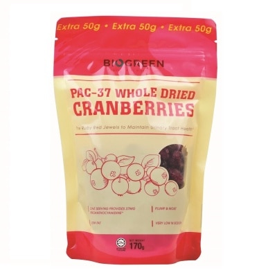 BIOGREEN PAC37 Whole Dried Cranberries 170g