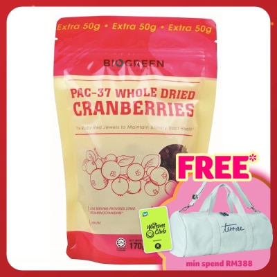 BIOGREEN PAC37 Whole Dried Cranberries 170g