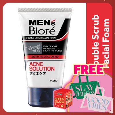 MEN'S BIORE Men'S  Double Scrub Acne Solution 100g Face Wash