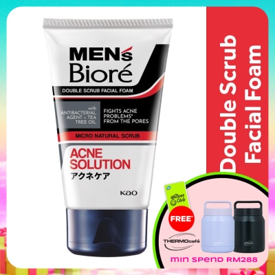 MEN'S BIORE - Men'S  Double Scrub Acne Solution 100g Face Wash