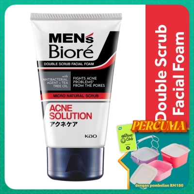 MEN'S BIORE - Men'S  Double Scrub Acne Solution 100g Face Wash