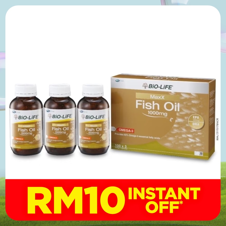 MaxX Fish Oil 1000mg Omega-3 3x100's
