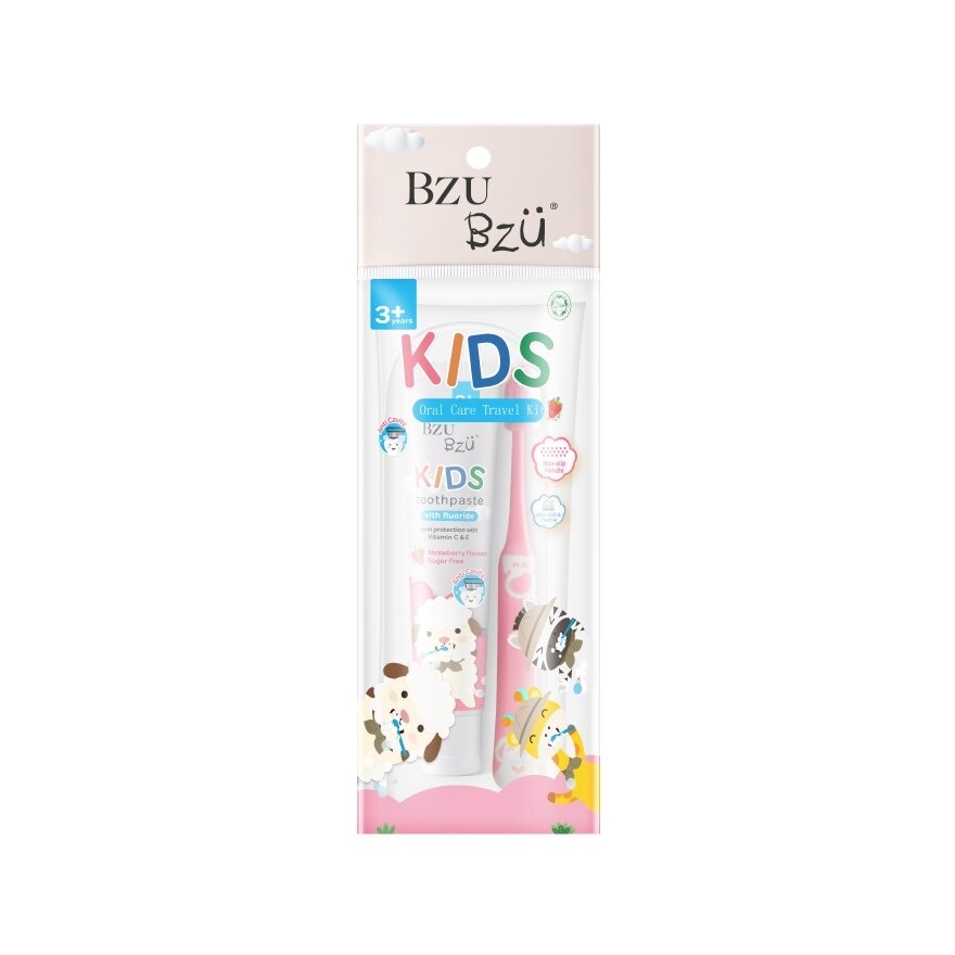 Kids Oral Care Travel Kit Strawberry 1s