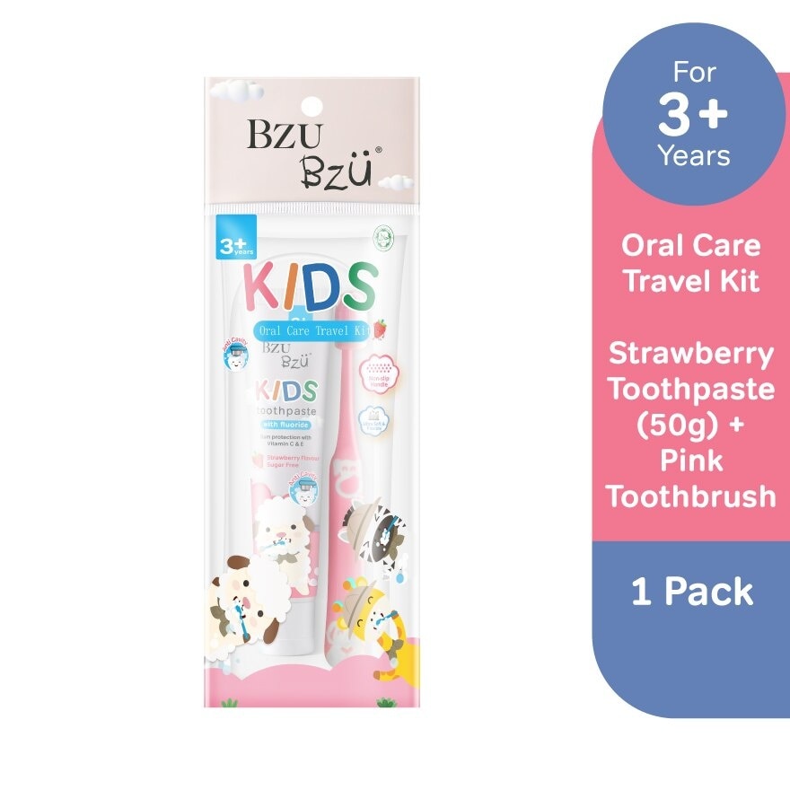 Kids Oral Care Travel Kit Strawberry 1s