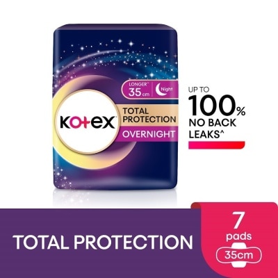 KOTEX Total Protection Overnight Wing Pad 35cm (7s) - Sanitary Pad that prevents up to 100% No Back Leaks