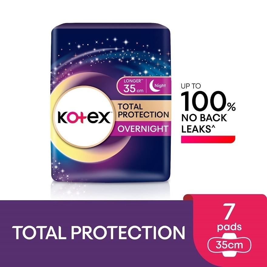 Total Protection Overnight Wing Pad 35cm (7s) - Sanitary Pad that prevents up to 100% No Back Leaks