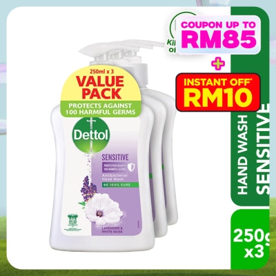 DETTOL Hand Wash Sensitive Lavender & White Musk Value Pack 250g x3