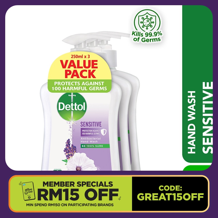 Hand Wash Sensitive Lavender & White Musk Value Pack 250g x3