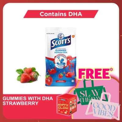 SCOTT'S DHA Omega 3 Gummies Strawberry Brain Support 15S