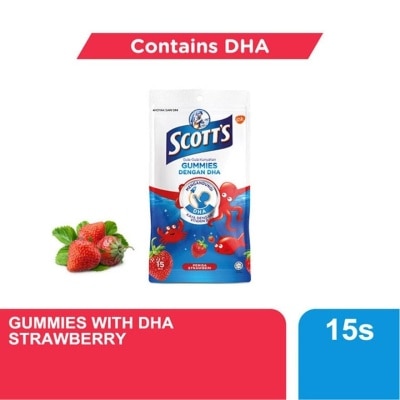 SCOTT'S DHA Omega 3 Gummies Strawberry Brain Support 15S