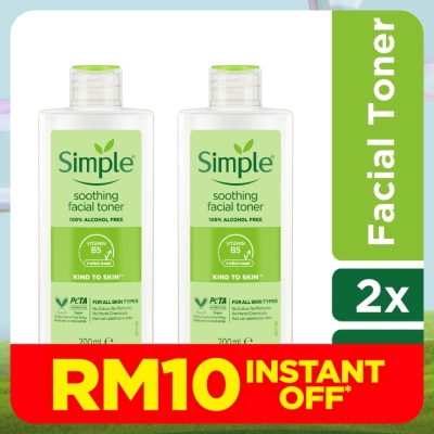 SIMPLE Kind to Skin Soothing Toner 200ml Twin Pack