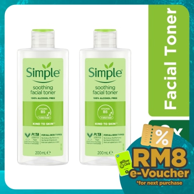 SIMPLE Kind to Skin Soothing Toner 200ml Twin Pack